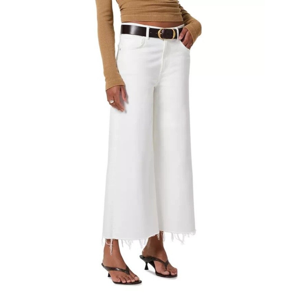 Citizens of Humanity Lyra Wide Leg Jeans Womens 23 Soft White Crop Raw Hem NWT